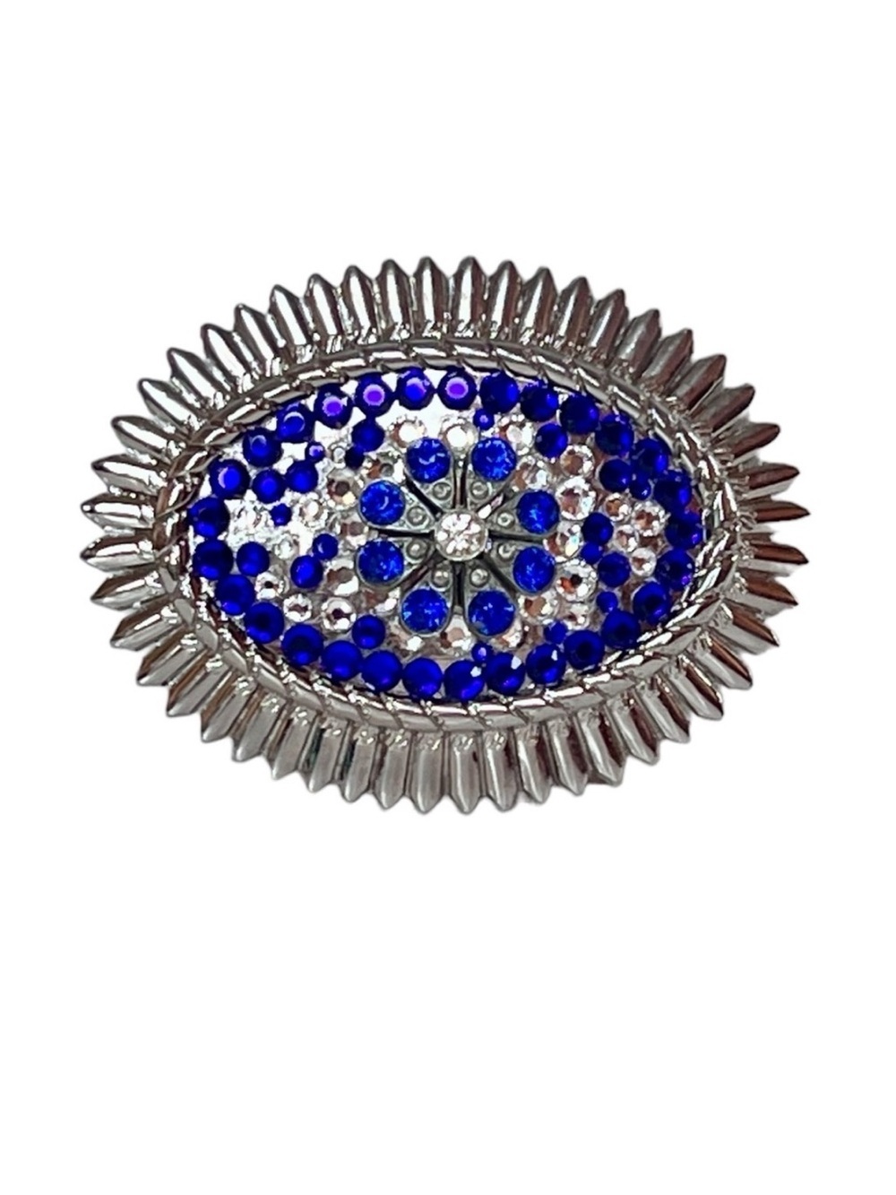 Blue Rhinestone Belt Buckle Western Statement Piece Coastal Cowgirl Rodeo Queen